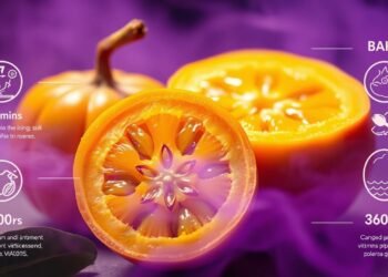 Kaki-Frucht mit Nährwerten und Vitaminstoffen