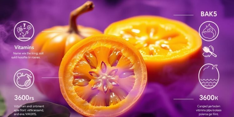 Kaki-Frucht mit Nährwerten und Vitaminstoffen